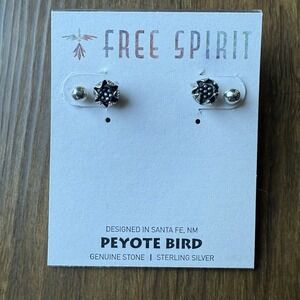 Peyote Bird Free Spirit Stud Earrings Sterling Silver Blooming Flower Blossom